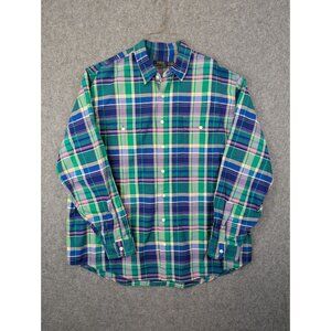 Polo Ralph Lauren Plaid Shirt Mens 2XL Blue Green Long Sleeve Dress Casual Butto